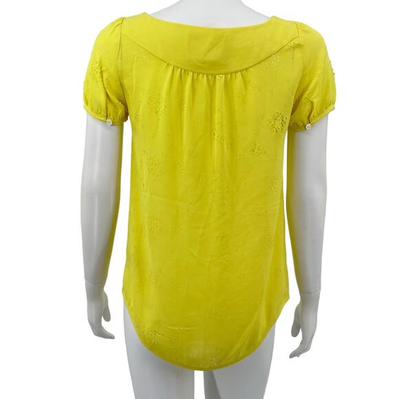 Vanessa Virginia Anthropologie Top Women 2 Fieldbloom Butter Yellow Peasant Boho - Picture 5 of 8